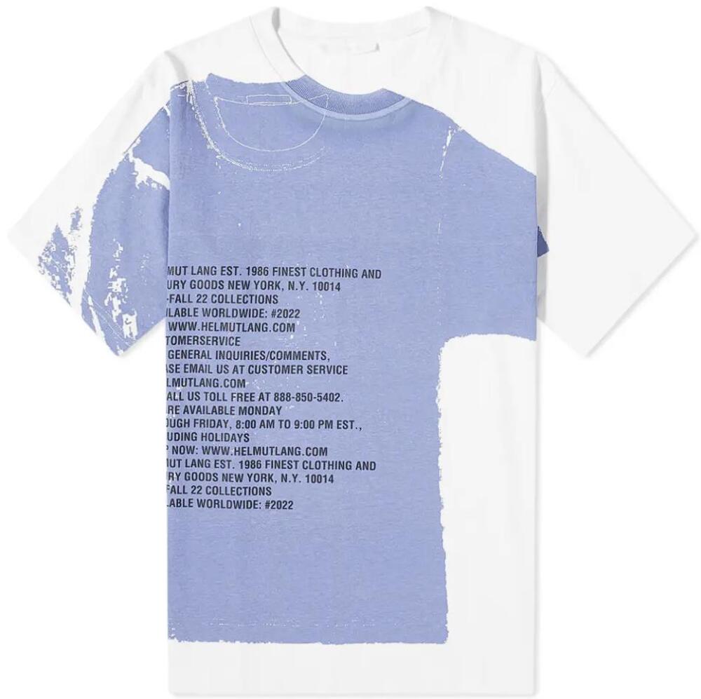 HELMUT LANG Men's Overprint Stencil Tee Size L In White